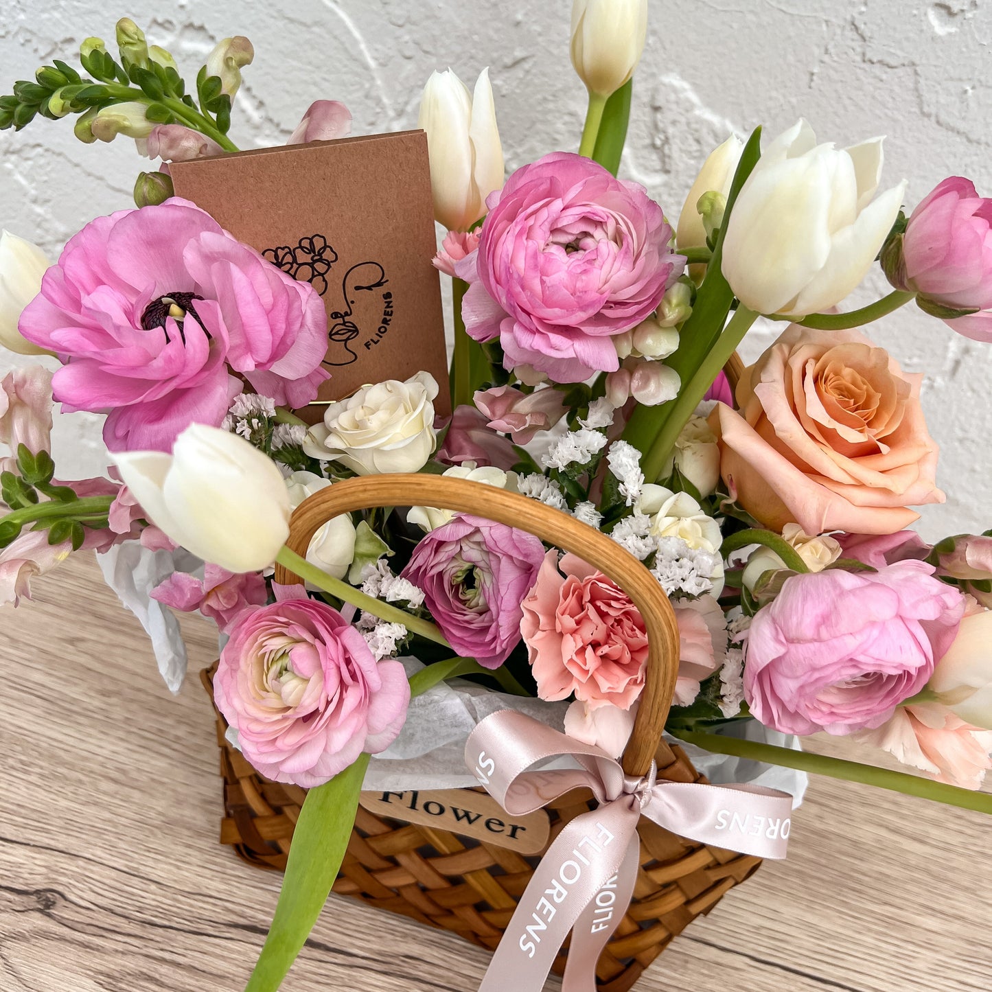 Flower Basket - Coral